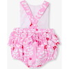 Baby Girl Romper In Poplin Pink/Multicolour - Rompers - 3