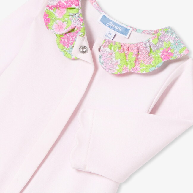 Baby Girl Sleepsuit In Interlock  Pale Pink - Footie Pajamas - 5