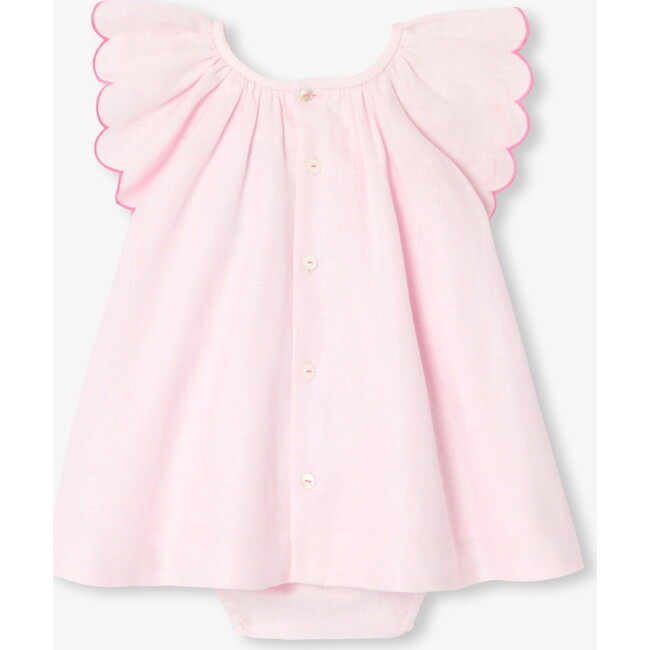 Baby Girl Linen  Dress  Pale Pink - Dresses - 2