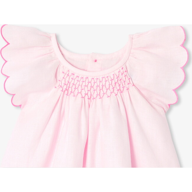 Baby Girl Linen  Dress  Pale Pink - Dresses - 3