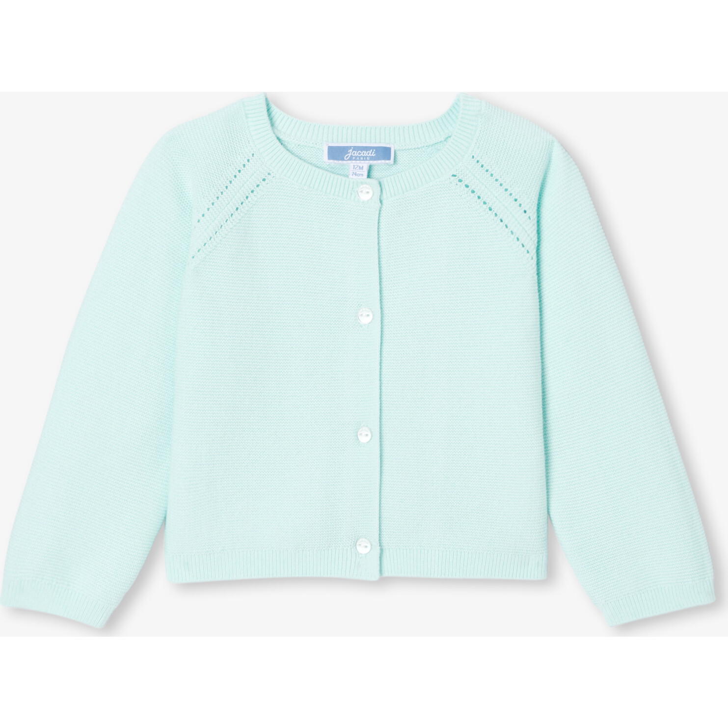 Baby Girl Cardigan In Garter Stitch Aqua - Cardigans - 1