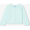 Baby Girl Cardigan In Garter Stitch Aqua - Cardigans - 1 - thumbnail