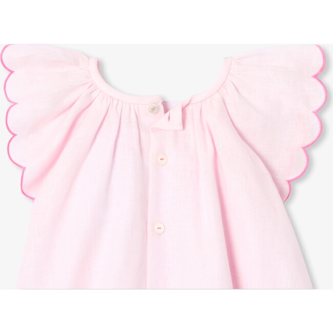 Baby Girl Linen  Dress  Pale Pink - Dresses - 4