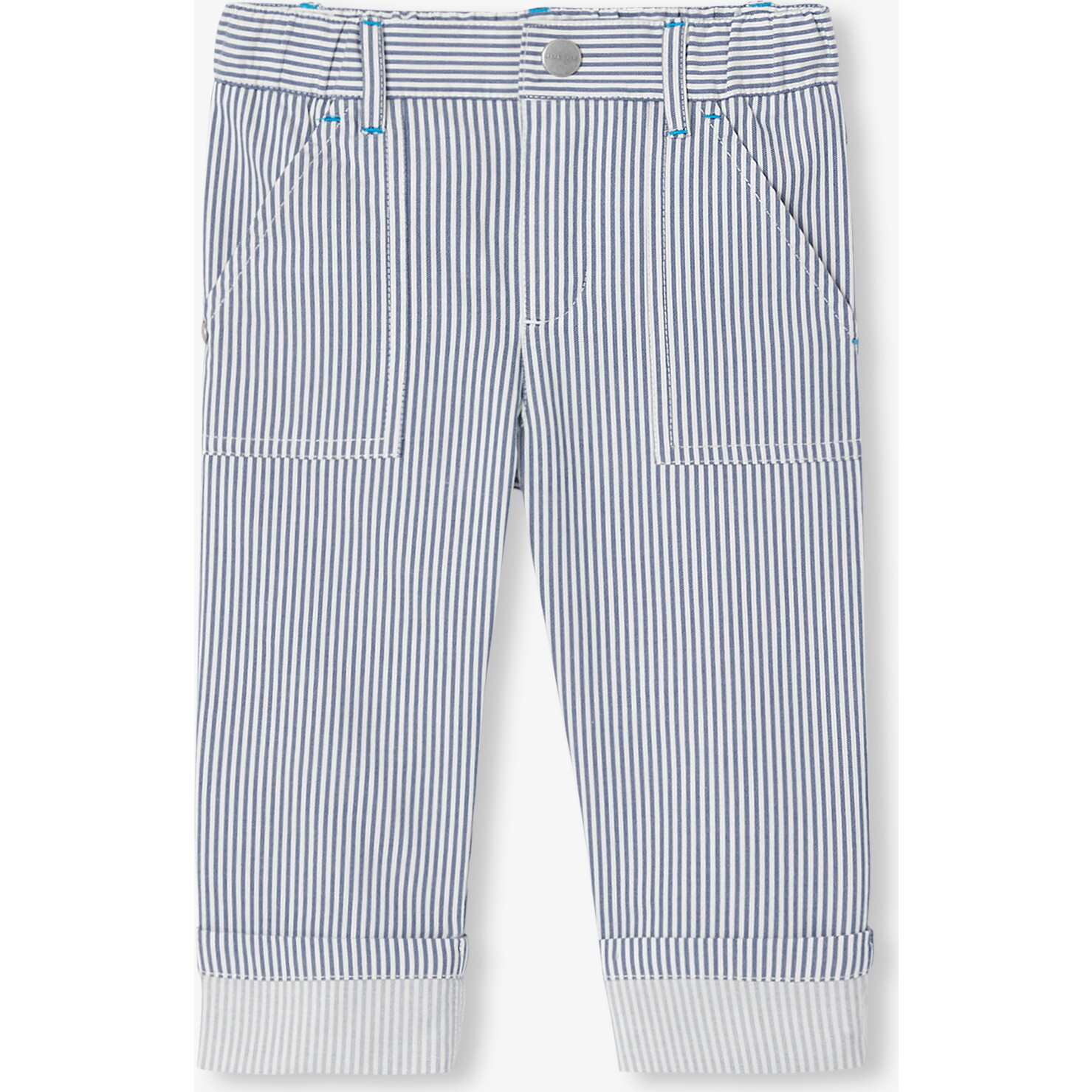 Baby Boy Trousers In Striped Twill White/Blue - Pants - 1