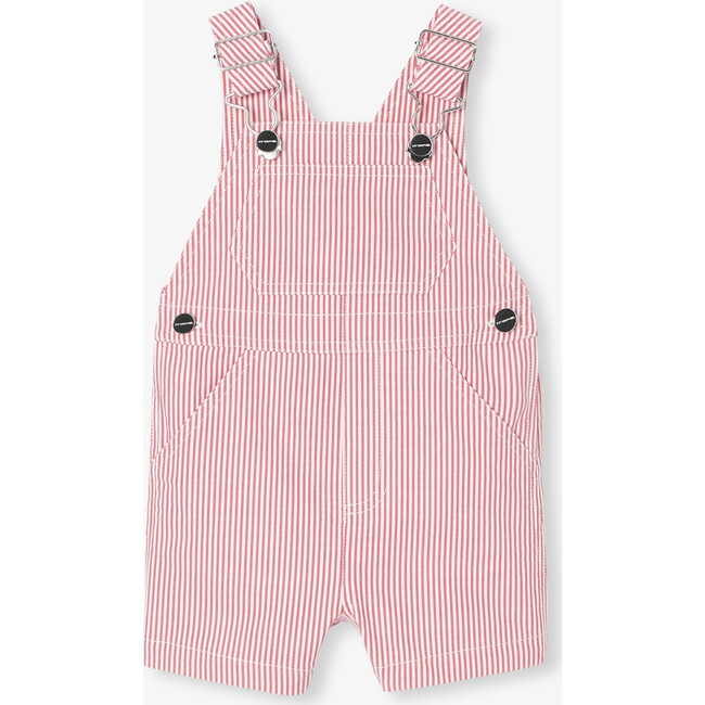 Baby Boy Short Overalls White/Red