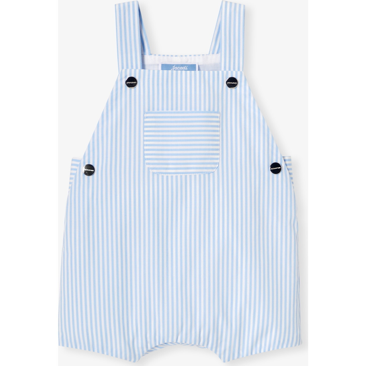 Baby Boy Short Overalls In Poplin Blue/White - Rompers - 1
