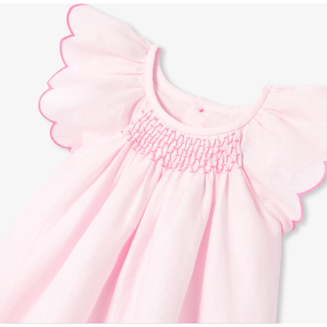 Baby Girl Linen  Dress  Pale Pink - Dresses - 5