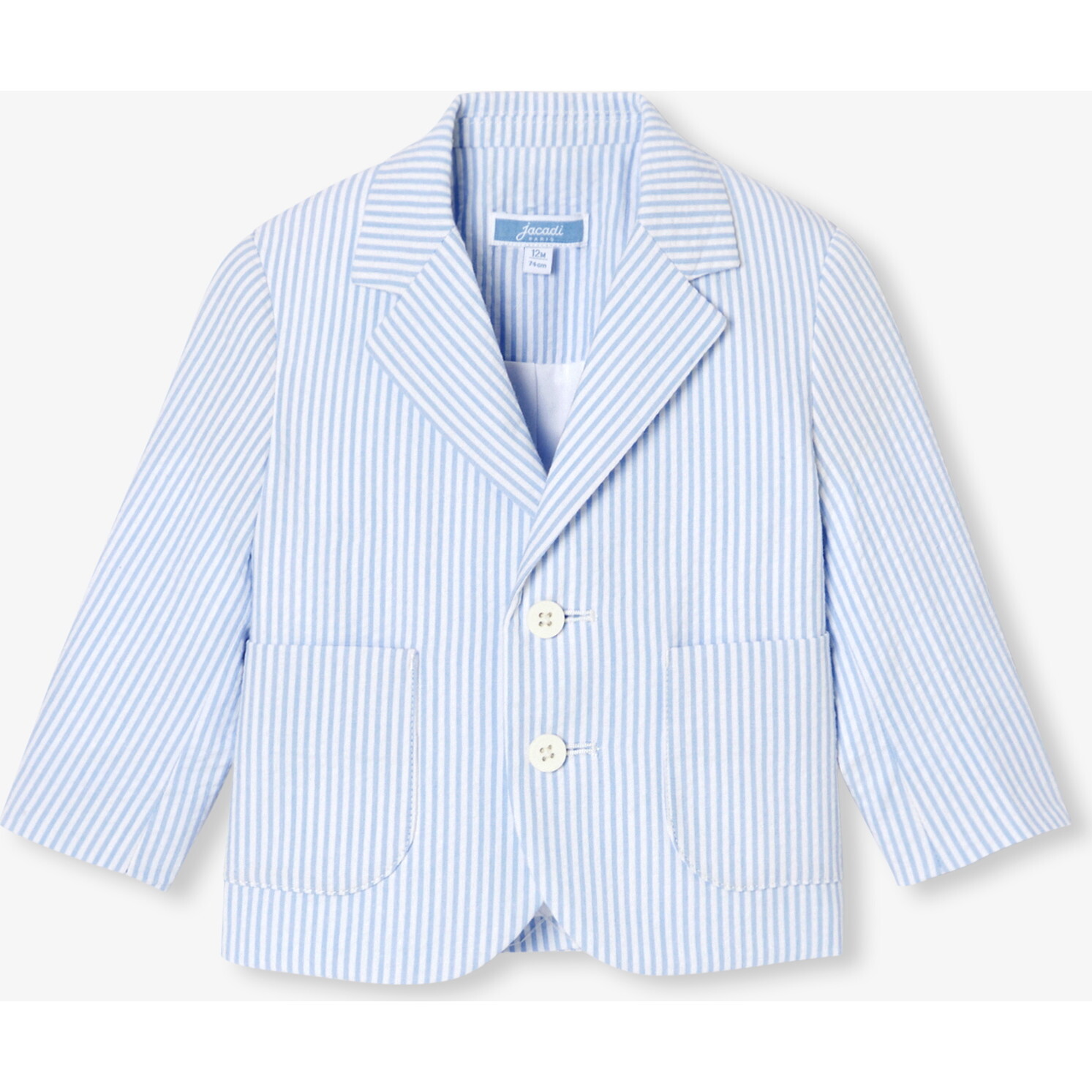 Baby Boy Seersucker Jacket White/Light Blue - Jackets - 1