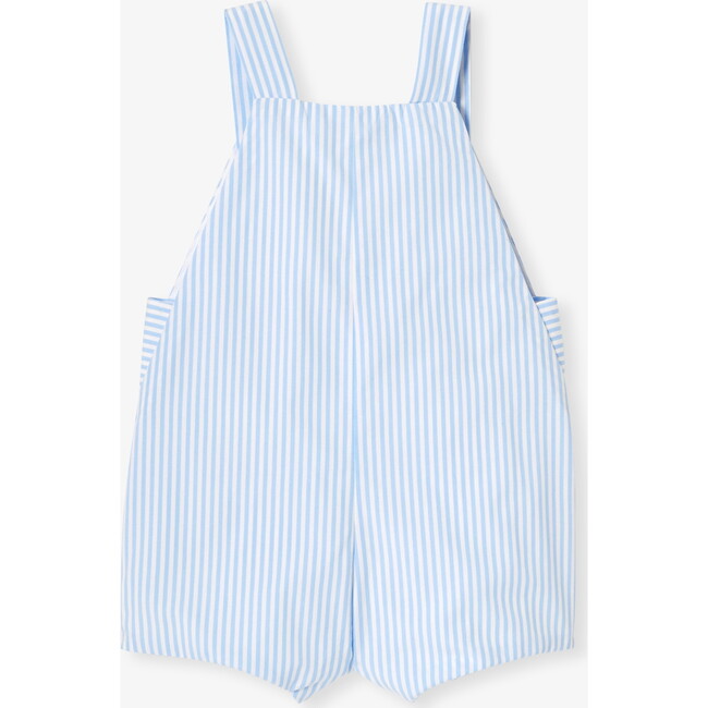 Baby Boy Short Overalls In Poplin Blue/White - Rompers - 2