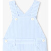 Baby Boy Short Overalls In Seersucker White/Light Blue - Rompers - 3