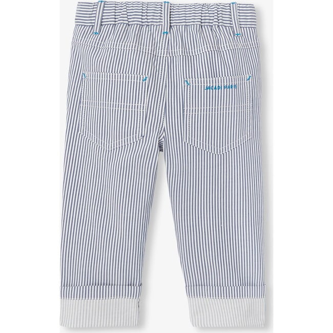 Baby Boy Trousers In Striped Twill White/Blue - Pants - 4