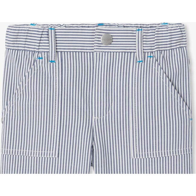 Baby Boy Trousers In Striped Twill White/Blue - Pants - 5