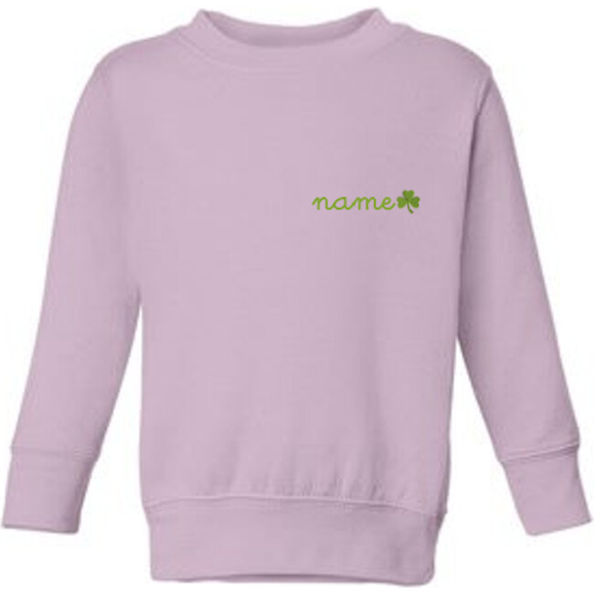 Baby + Kids Shamrock Embroidered Crewneck Fleece Personalized, Pink