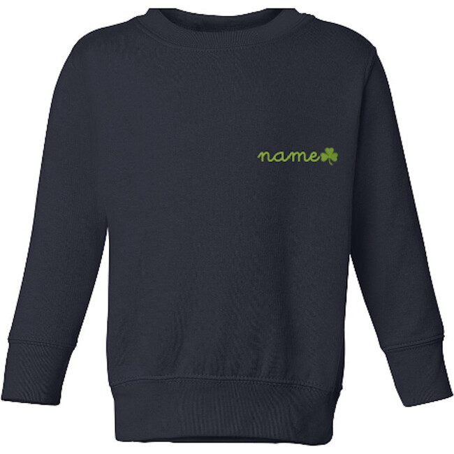 Baby + Kids Shamrock Embroidered Crewneck Fleece Personalized, Navy - Sweatshirts - 1