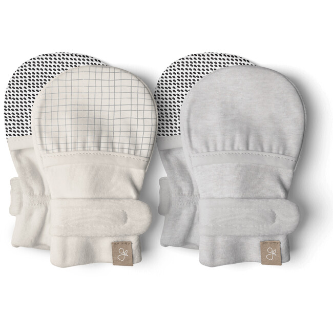 Stay On 2-Pack Baby Mitts, Storm Gray + Gridlock - Mitts - 1