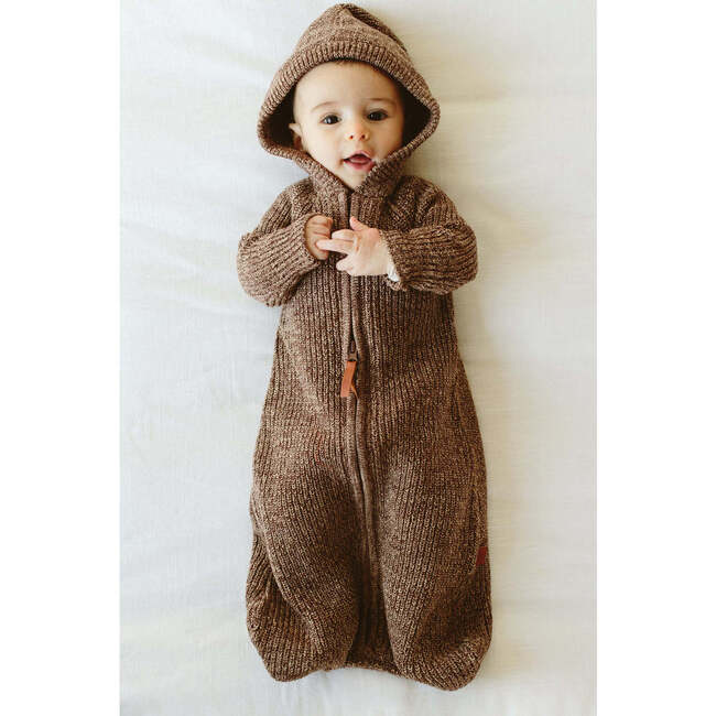 Organic Cotton Knit Baby Wearable Blanket, Bark - Bunting - 3