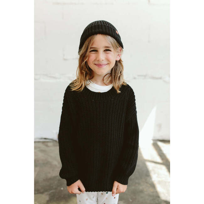 Organic Cotton Baby Chunky Knit Sweater, Shadow - Sweaters - 3