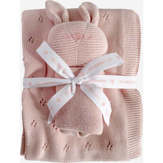 Pique Blanket Bunny Lovey Blush Baby Gift Set Organic Cotton