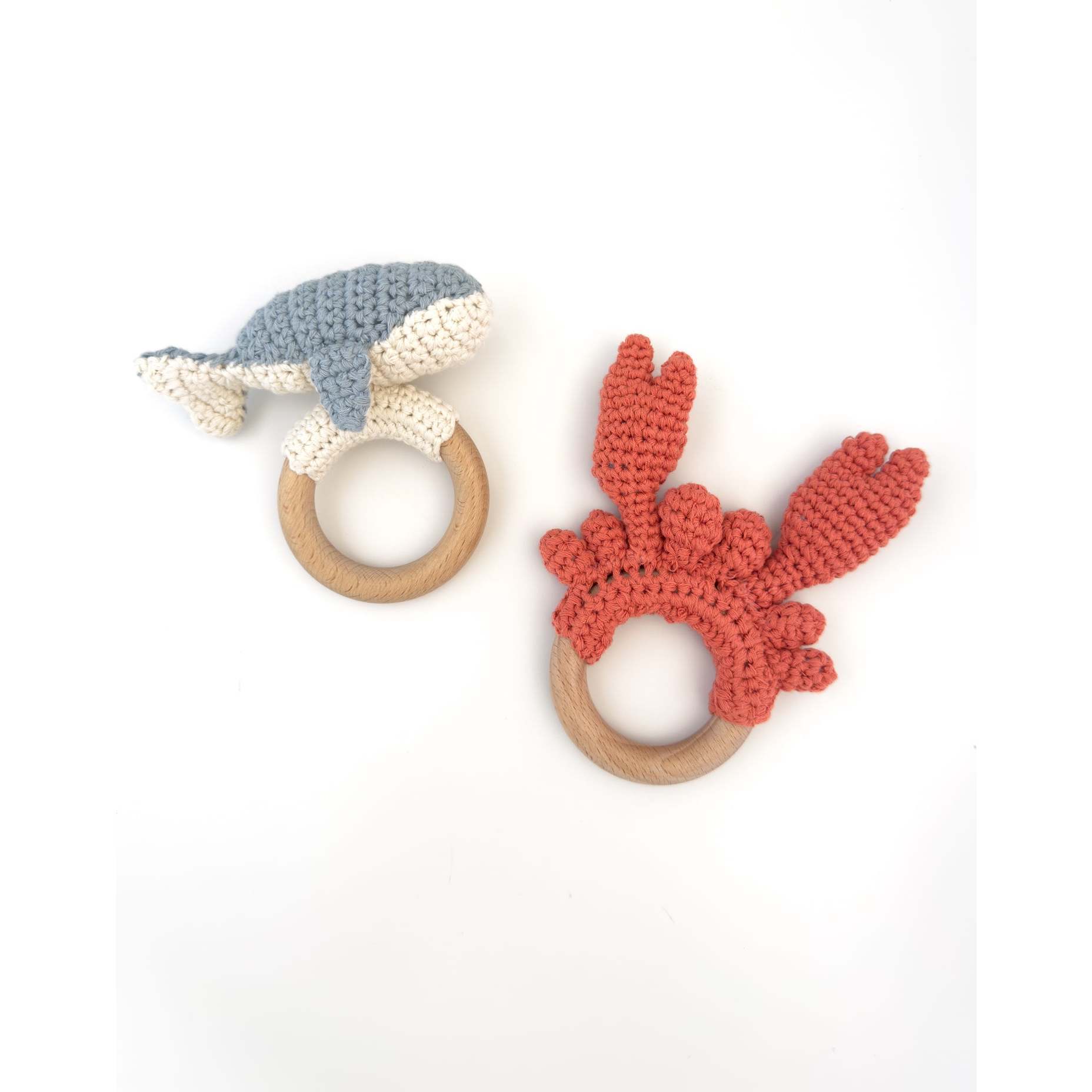 Nautical Rattle Set Whale and Crab Summer Cotton Teether - Rattles - 1
