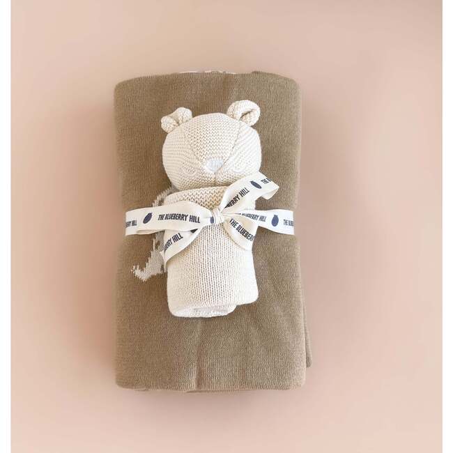 Honey Bear Blanket Lovey Cream Baby Gift Set Organic Cotton