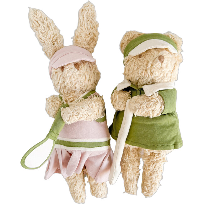 Golf Bear and Pickleball Bunny Plush Toy Baby Gift Set Organic Cotton