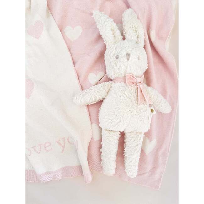 Heart I Love You Blanket Bunny Plush Pink Toy Baby Gift Set - Blankets - 3