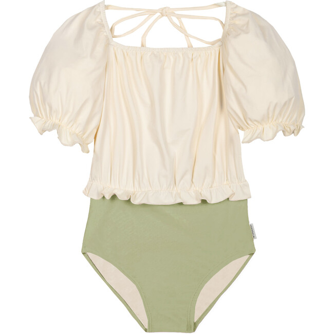 Élisa Block Color Swimsuit Ecru/Green