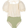 Élisa Block Color Swimsuit Ecru/Green - One Pieces - 1 - thumbnail