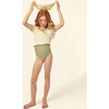 Élisa Block Color Swimsuit Ecru/Green - One Pieces - 2