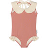 Luna Collared Swimsuit, Terracota - One Pieces - 1 - thumbnail