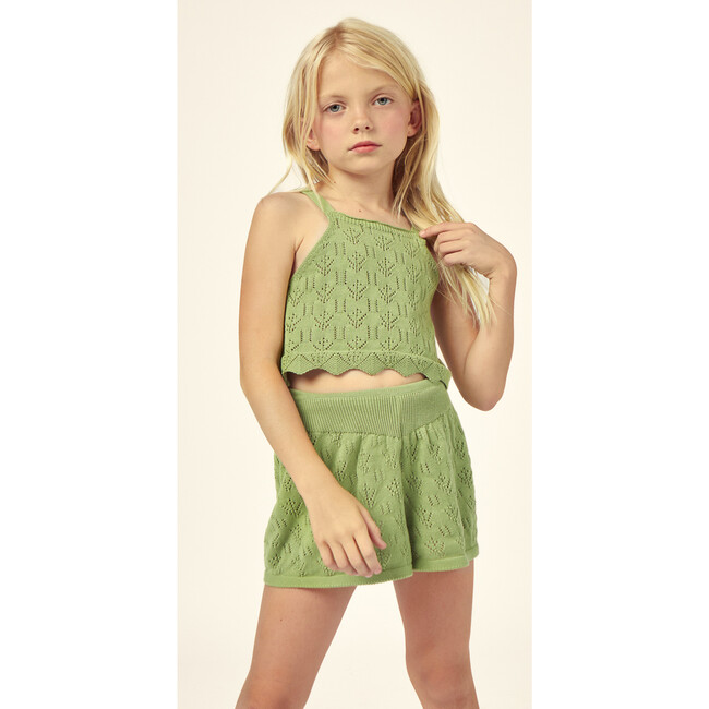 Ines Openwork Top, Green - Shirts - 2