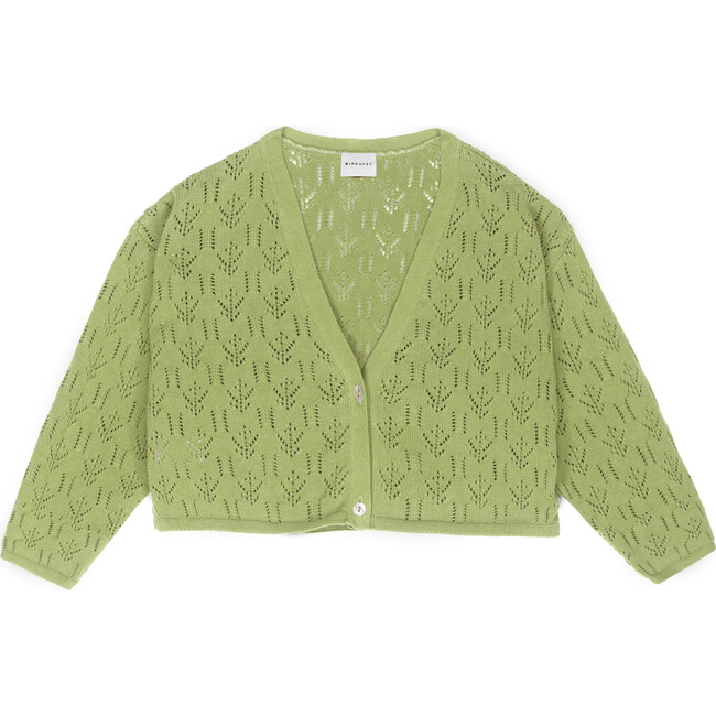 Ines Openwork Cardigan Green