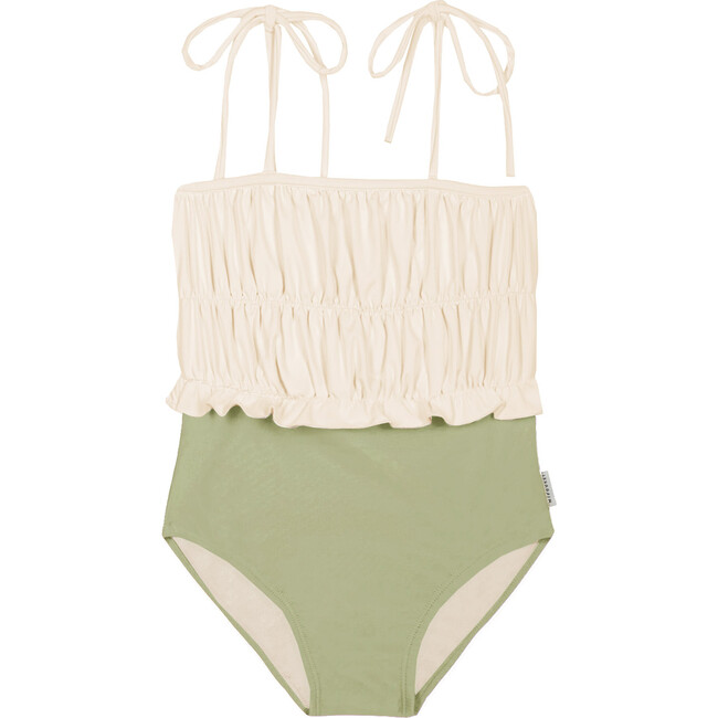 Julieta Block Color Swimsuit Ecru/Green