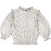 Diana Muslin Blouse, Cream/Blue - Blouses - 1 - thumbnail