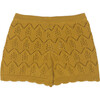 Bimba Cotton Openwork Short, Ochre - Shorts - 1 - thumbnail
