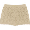 Bimba Cotton Openwork Short, Sand - Shorts - 1 - thumbnail