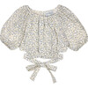 Diana Muslin Top, Cream/Blue - Blouses - 1 - thumbnail