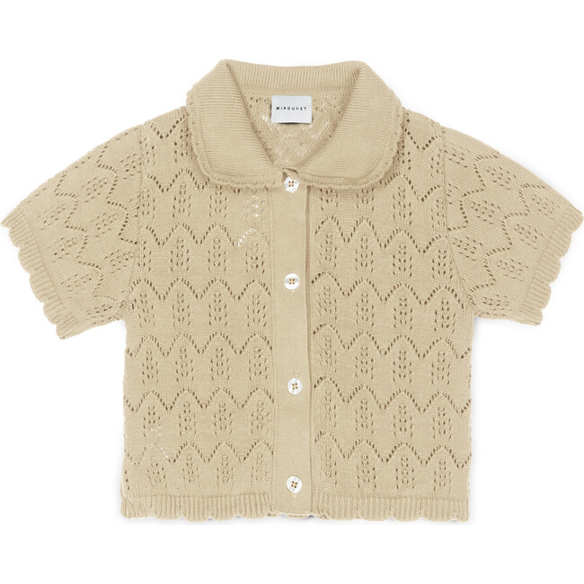 Bimba Cotton Openwork Cardigan Sand