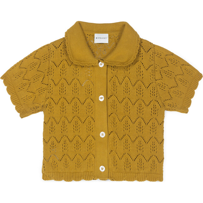 Bimba Cotton Openwork Cardigan Ochre