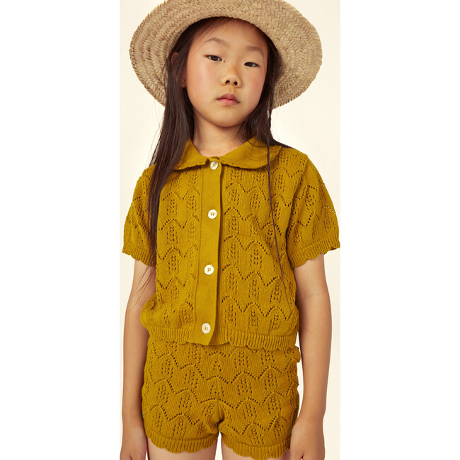 Bimba Cotton Openwork Cardigan Ochre - Cardigans - 2