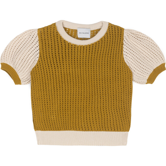 Bella Cotton Openwork Sweater Ochre/Ecru