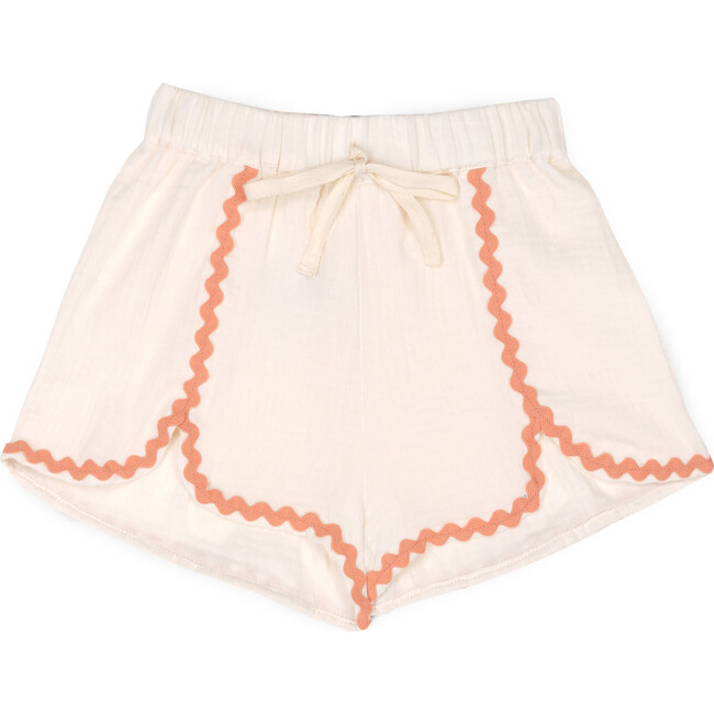 Anette Muslin Short, Ecru/Salmon