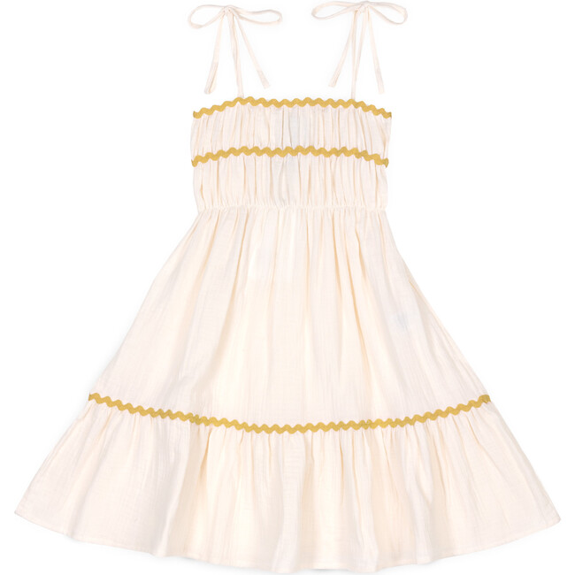 Anette Muslin Dress Ecru/Ochre