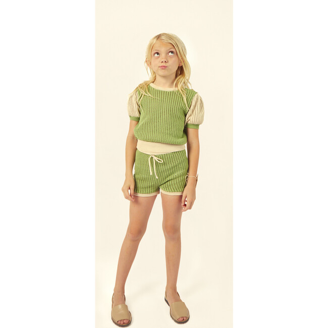 Bella Cotton Openwork Sweater Green/Ecru - Sweaters - 3