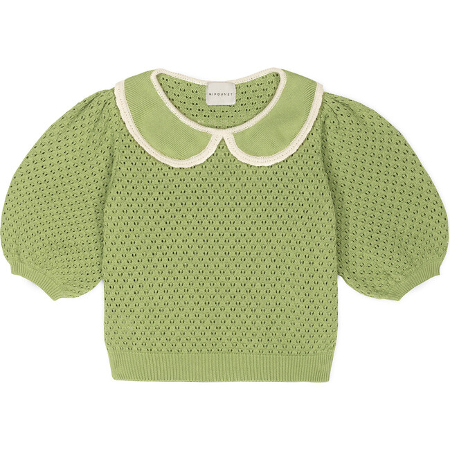 Carola Collared Openwork Sweater Green