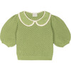 Carola Collared Openwork Sweater Green - Sweaters - 1 - thumbnail