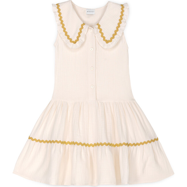 Althea Muslin Dress, Ecru/Ochre