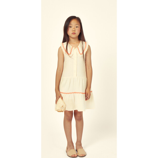 Althea Muslin Dress, Ecru/Salmon - Dresses - 2