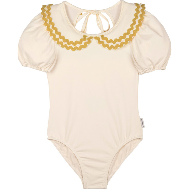Althea Collared Swimsuit, Ecru Ochre