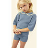 Carola Collared Openwork Short Blue - Shorts - 3